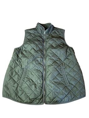 Old Navy Maternity Quilted Zipper Puffer Vest Olive Green XL